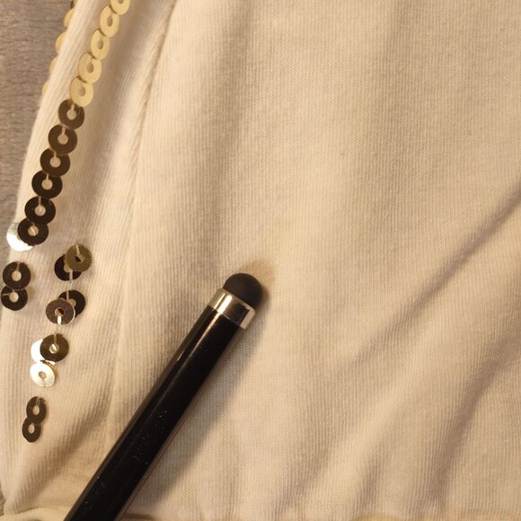 Almost Famous juniors‎ Sequin Tube Top M White Gold Silver Strapless Party Club - Picture 7 of 10